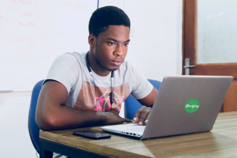 Estudante brasileiro se prepara para citar dissertação em laptop