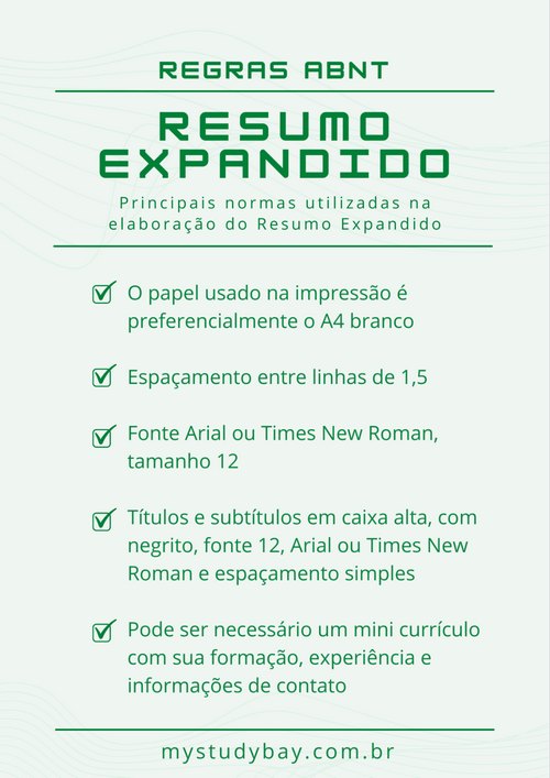 Formatação do resumo expandido