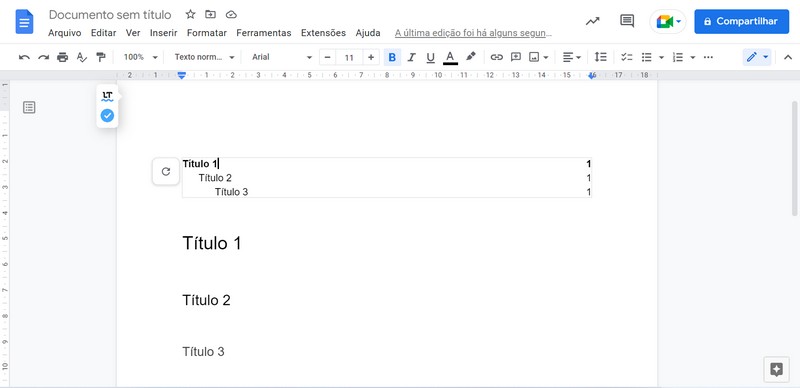 Como fazer sumário no Google Docs